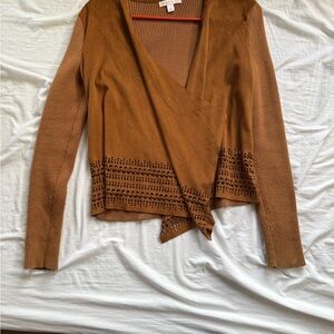 Westport Tan Cardigan with Embellished Hem